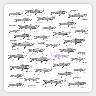 Purple Sardine fish Sticker